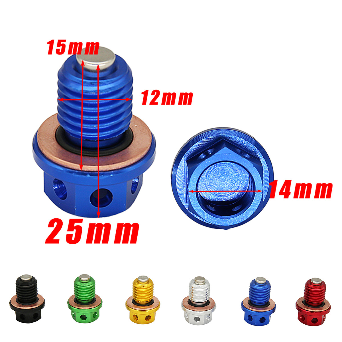 6 Color Engine Oil Magnetic Drain Bolt Plug For 50cc 90cc 110cc 125cc-160cc Lifan YX Zongshen Loncin Honda Kawasaki Suzuki