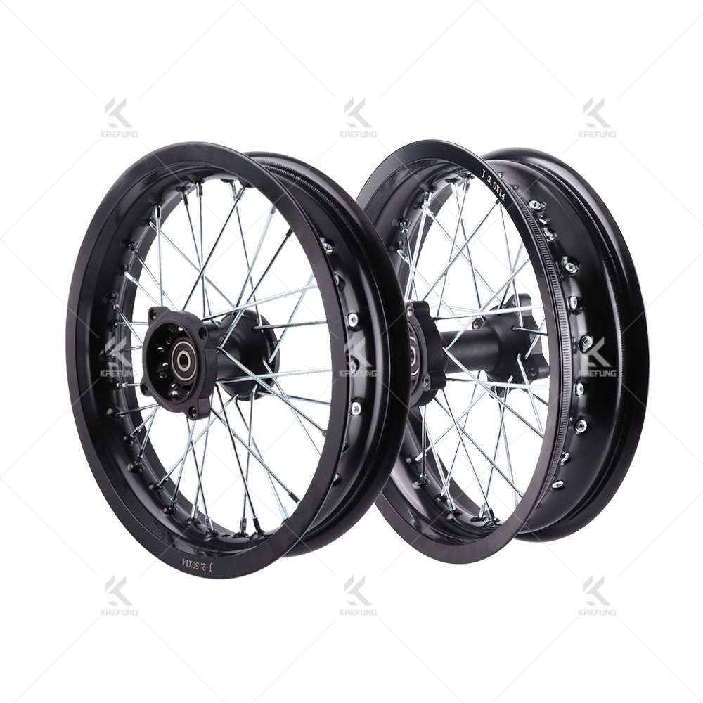 14 Inch Front Rear Wheels Set 2.50-14 3.00-14 Alloy Rim For KAYO BSE Apollo Xmotos Racing Supermoto Dirt Pit bike Off Road