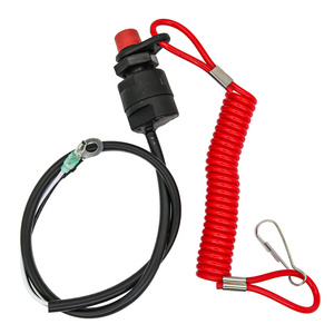 New 2.8x5.5cm Plastic Outboard Ignition Cut Off Boat Motor Emergency Kill Stop Switch Black With Safety Tether Lanyard