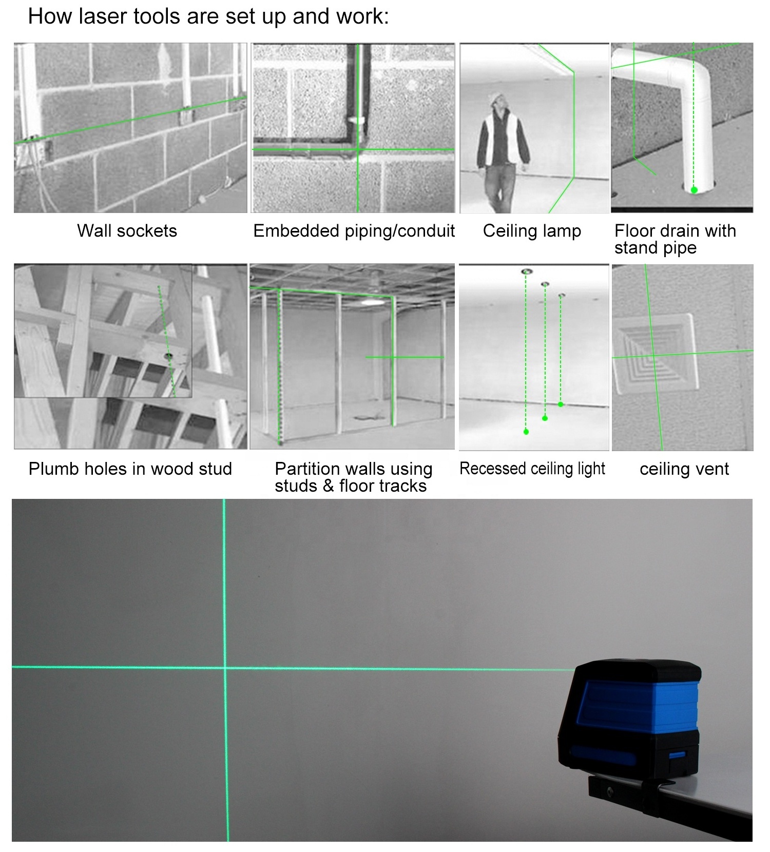 Laser Level Green Beam Laser Cross 2 Line Self Leveling Laser Level