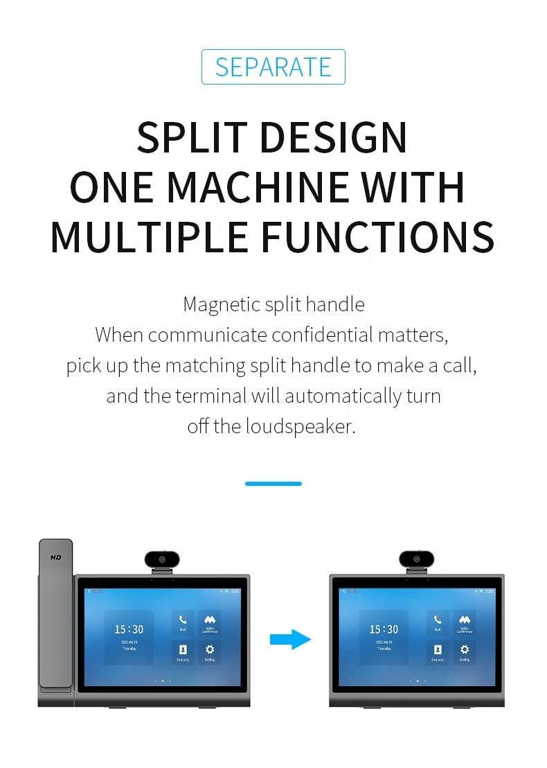AI Control Terminal HD Removable Camera Voice Wireless Desktop Android Phone Wifi BT PSTN SIP Telephone