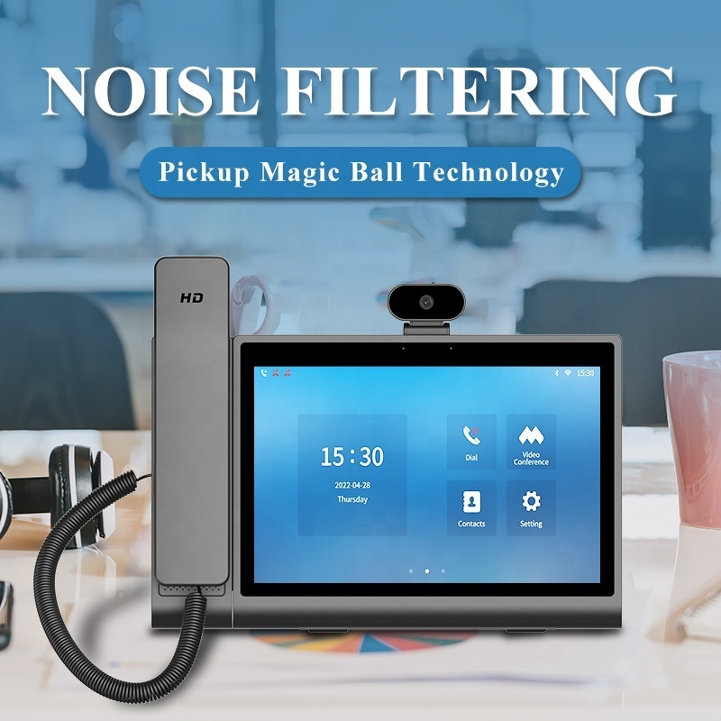 Good Quality IP PSTN HD Video 10.1-inch Touch Screen Removable Camera Meeting Office Use Business SIP Telephone