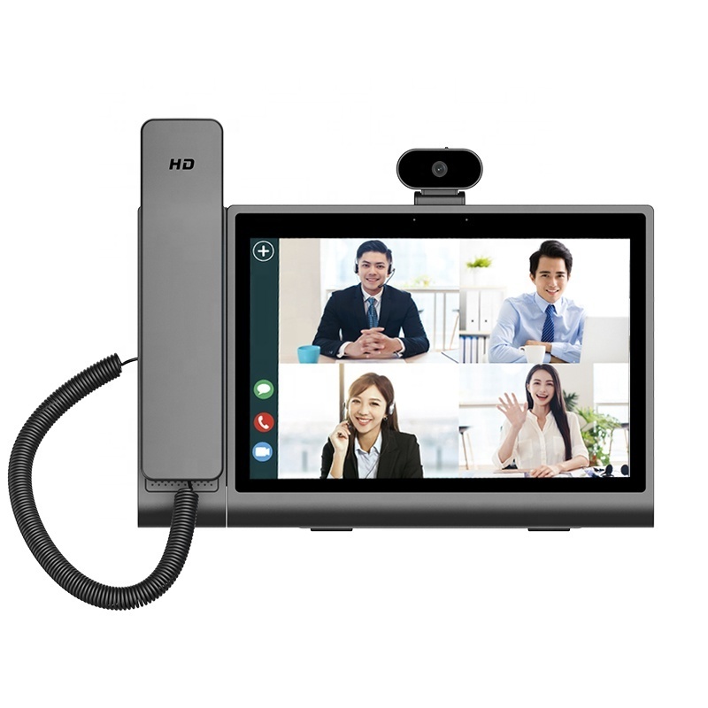 Good Quality IP PSTN HD Video 10.1-inch Touch Screen Removable Camera Meeting Office Use Business SIP Telephone