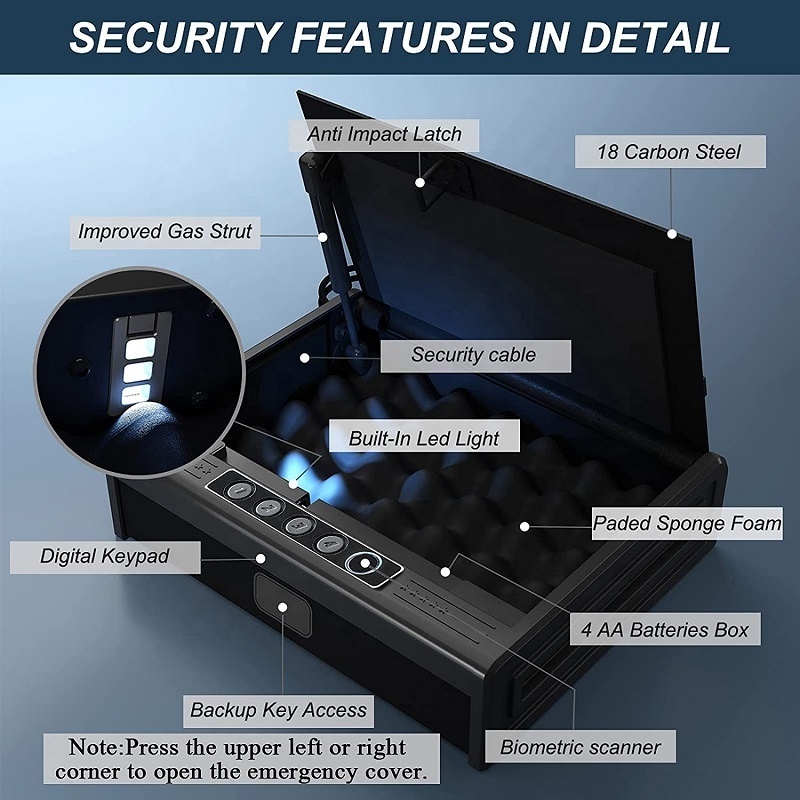 Quick Access Multiple Gun Safe Box with Semiconductor Biometric Lock For Cars