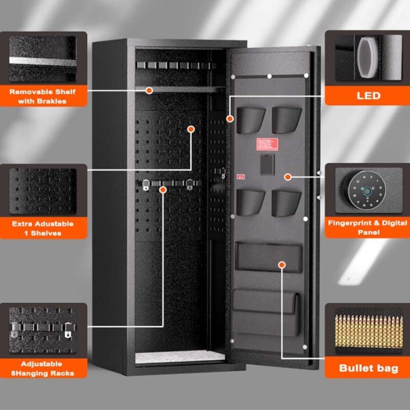 Kaer Manufacture Fingerprint Biometric Gun Safe Cabinet High Quality Treadlock Gun Safe Box