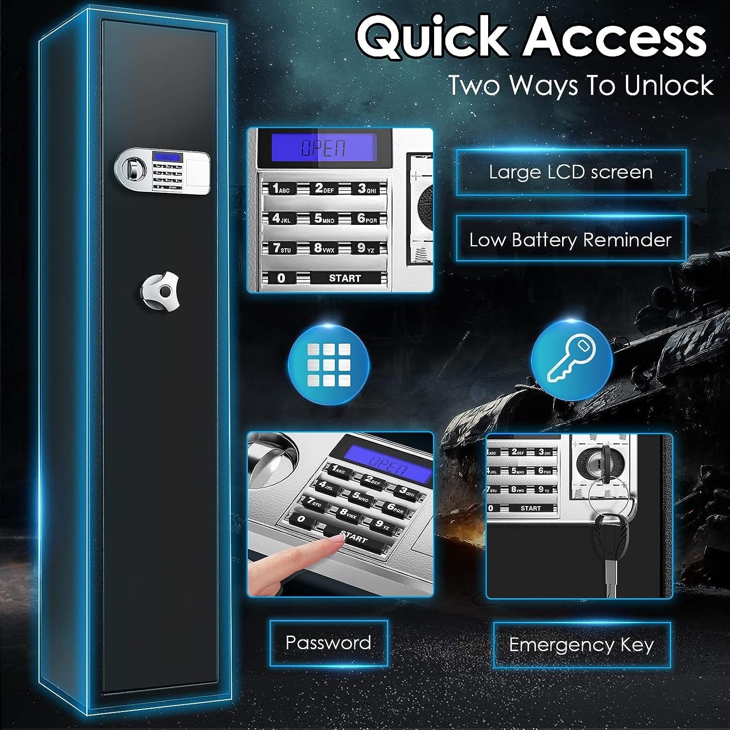 RTS Clearance Sale Long Gun Safe Cabinet Steel Digital Keyboard High Quality Treadlock Gun Safe Box