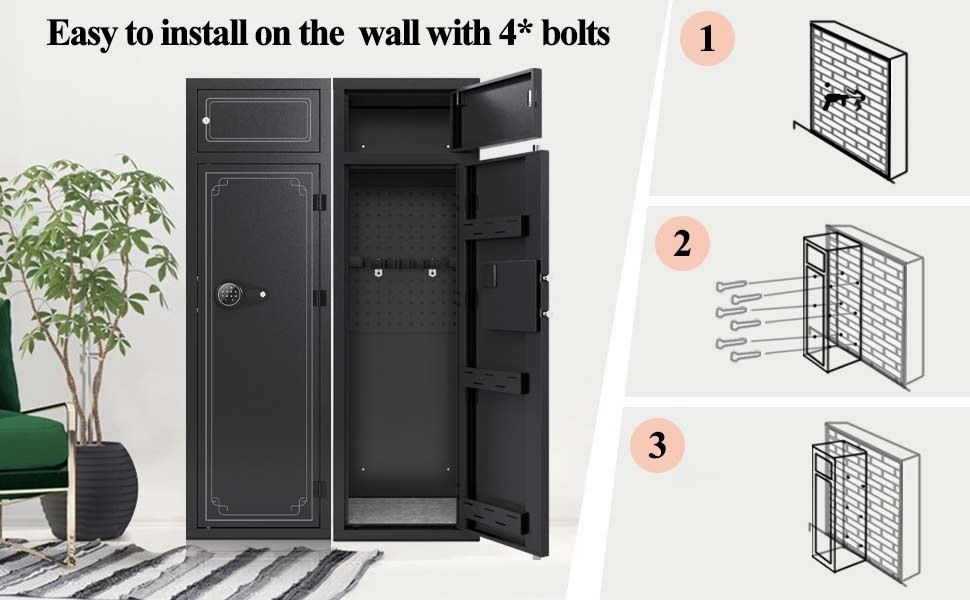 Storage 10-12 Guns Custom Steel Assemble Big Large Gun Safe Box ,Metal Long Gun Safe Home Defense ,Modular Gun Safe With Shelves