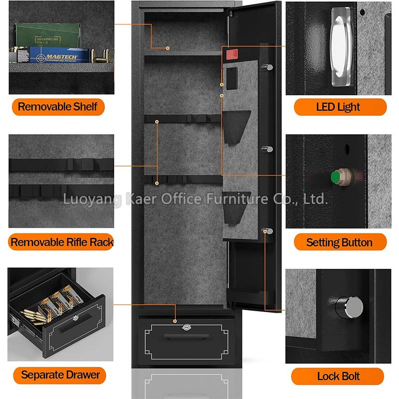 Custom Storage 6 Gun Weapon Safe Quick Access Big Large Gun Safe Cabinet Biometric Fingerprint Gun Safe With Drawer