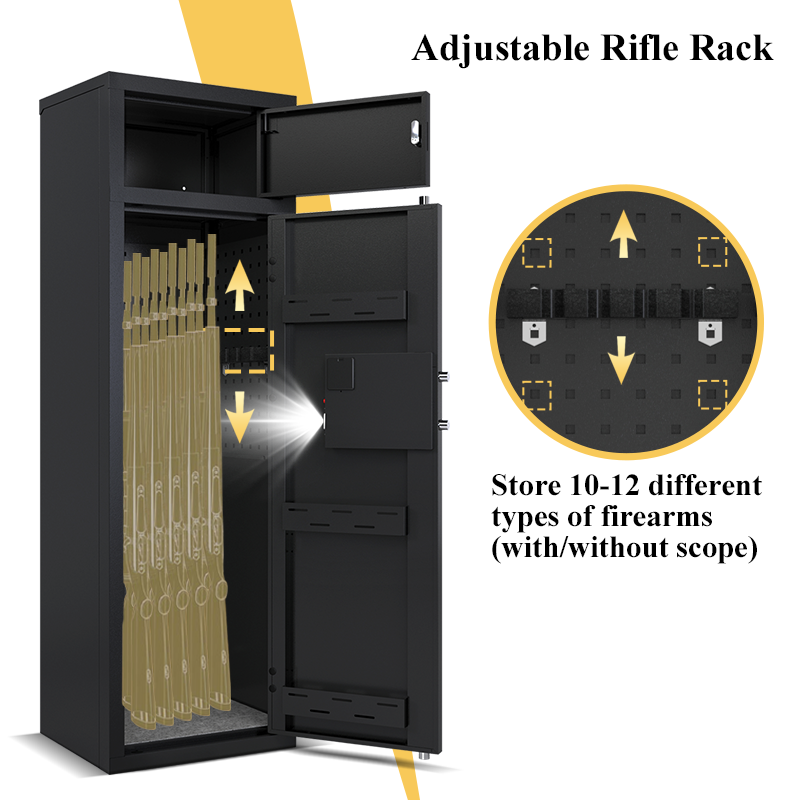 Storage 10-12 Guns Custom Steel Assemble Big Large Gun Safe Box ,Metal Long Gun Safe Home Defense ,Modular Gun Safe With Shelves