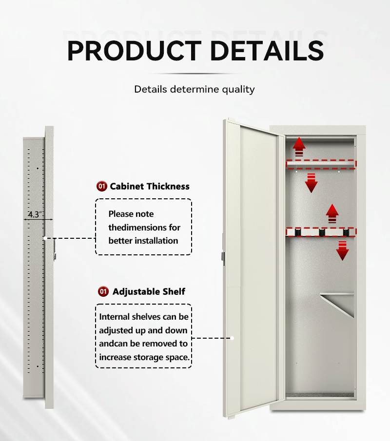 Kaer Customizable White Concealed Weapon Furniture Storage Hidden Gun Safe Cabinet In Wall