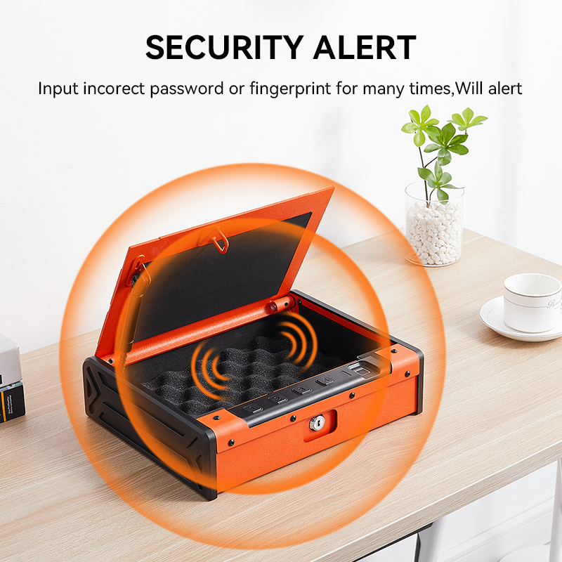 Quick Access Portable Travel Nightstand Bedside Car Hand Gun Safe Box Fingerprint Storage Security Hand Gun Safe Box For Home