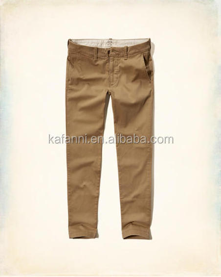 Custom Made Latest Designs Mens Khaki Pants Flat Front Chinos Super Skinny Zipper Fly Chinos