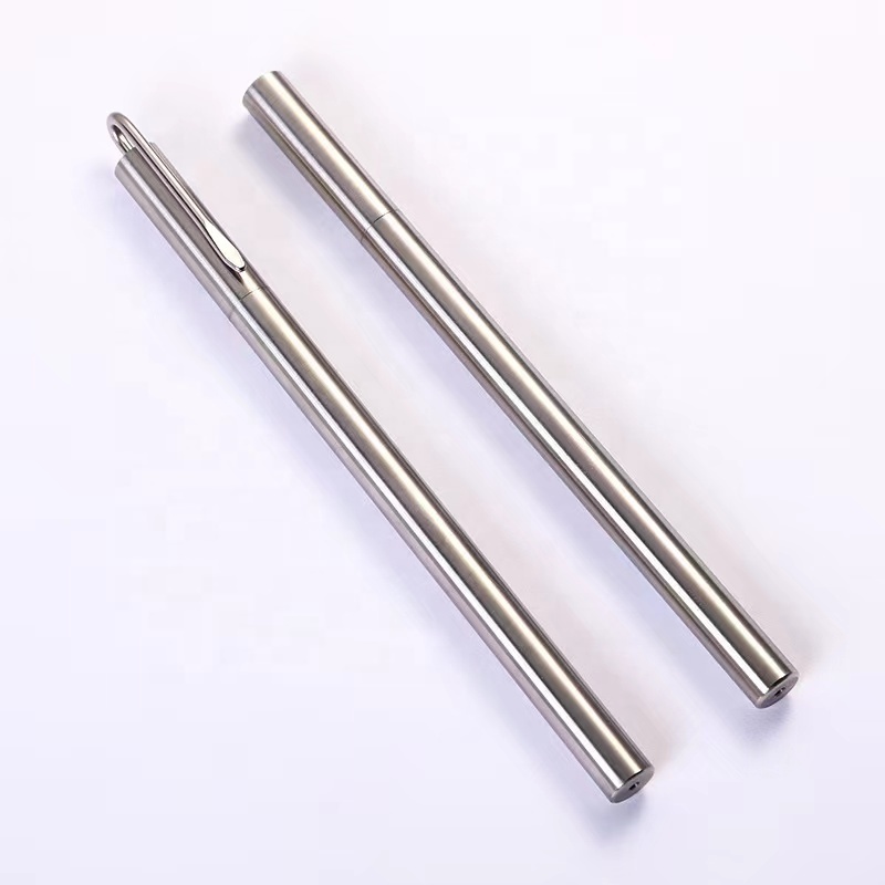 Ballpoint Stainless Steel Silver Pen Simple elegant stainless steel signature pen EDC pocket pen with engraved logo