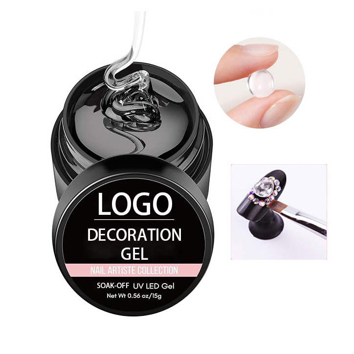 Factory Price  Nail Rhinestone Glue Gel Clear Gem Glue Wipe-Off Super Strong Adhesive Nail Art Gel for Nail Decorations