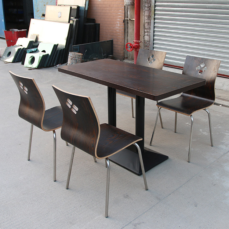 Bentwood Table Commercial furniture Iron frame fast food table and chair combination for restaurants/canteen