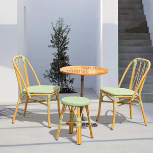 European outdoor restaurant french bistro rattan Chair cafe arm chairs outdoor patio furniture french style rattan chair