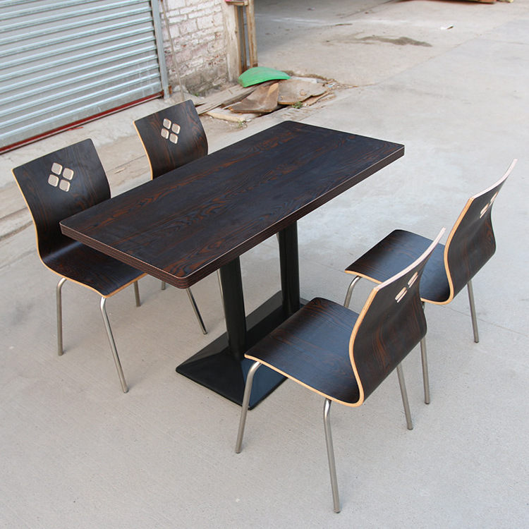 Bentwood Table Commercial furniture Iron frame fast food table and chair combination for restaurants/canteen