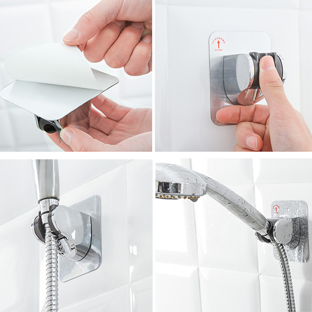 Bathroom Punch Free plastic Hand Slide Shower Holder with Water Outlet Bracket Wall Mount