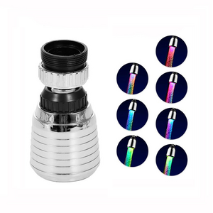 360 Degree Rotation Led Light 7 Colors Changing Glow Show Kitchen Water Faucet Spray Aerator Bubbler