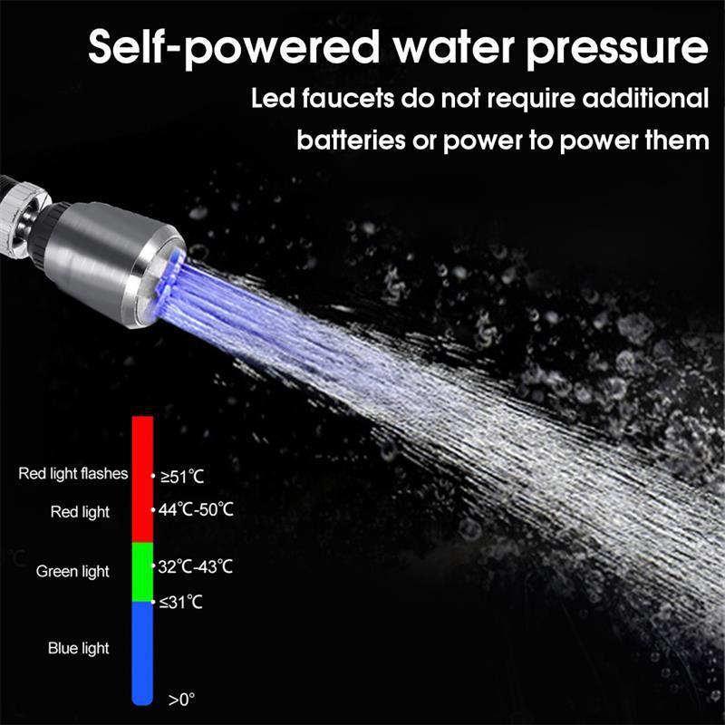 360 Degree Rotation Led Light 7 Colors Changing Glow Show Kitchen Water Faucet Spray Aerator Bubbler