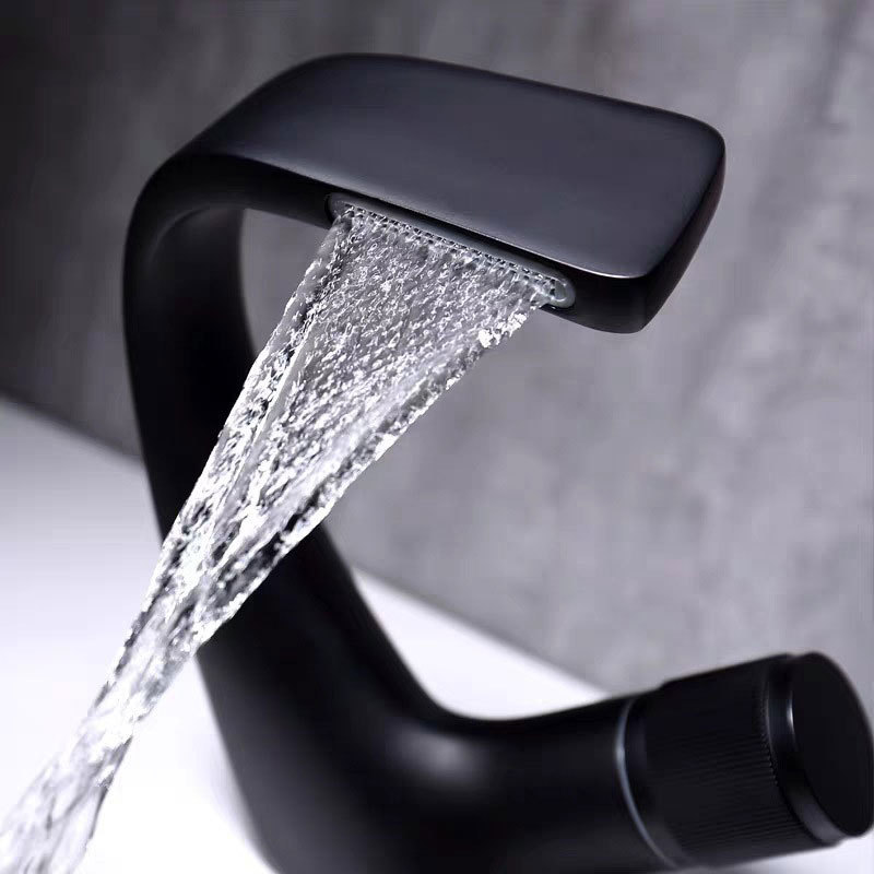 designer Matte Black bathroom & kitchen brass sink taps modern black faucet waterfall Basin bathroom faucet