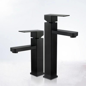 Stainless Steel Luxury Square Black Faucets for Bathroom Cold Mixer Wash Basin Faucets