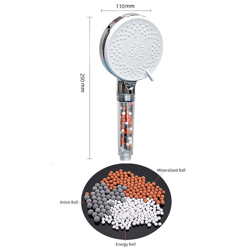 5 Functions Negative Ionic Mineral Stone Filter Water Saving Shower Head