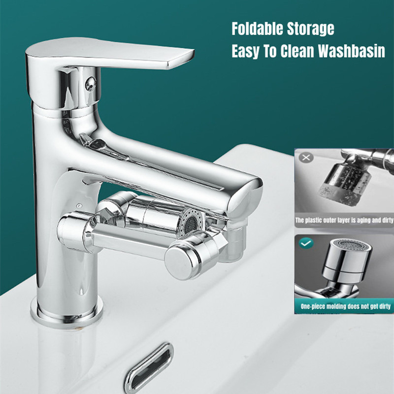 Universal Convenient Splash-Proof Extender Mouthwash Robotic Arm 1440 Degree Rotatable 2 Functions Mechanical Arm Faucet