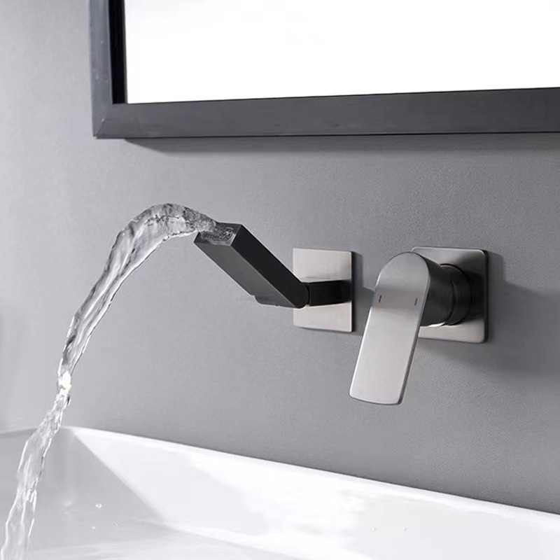 Wall Mounted 360 Rotate Bathroom Waterfall Faucet Brass Luxurious Wash Hand Basin Tap Modern Design Basin Water Mixer Tap