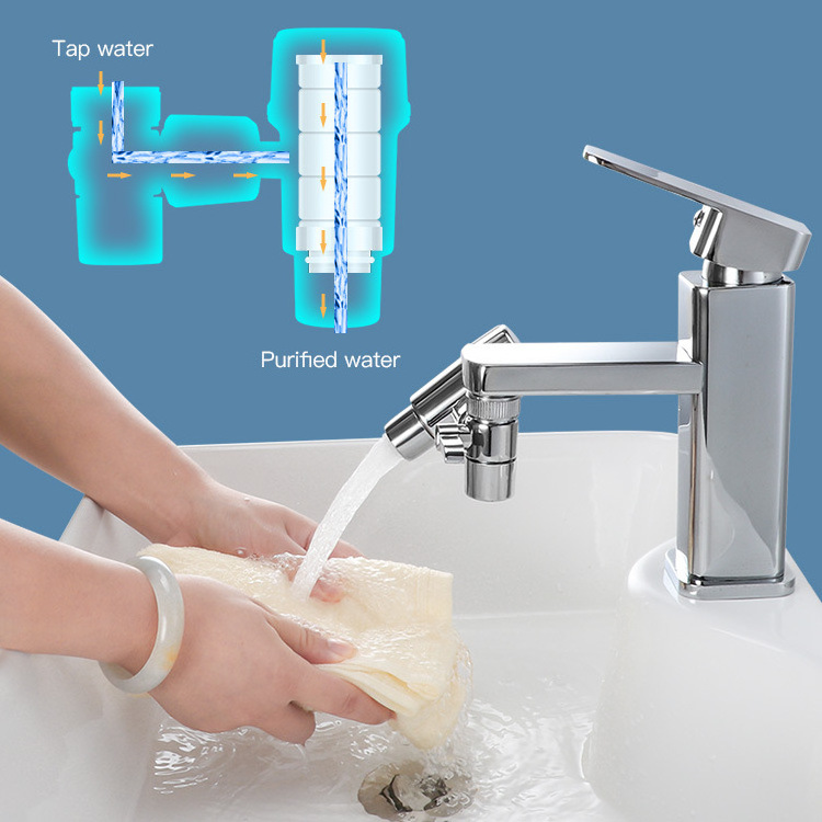 Universal Kitchen 360 Degree Rotary Tap Head Water Saver Removable Splash Faucet Aerator Nozzle with PP Cotton Filter