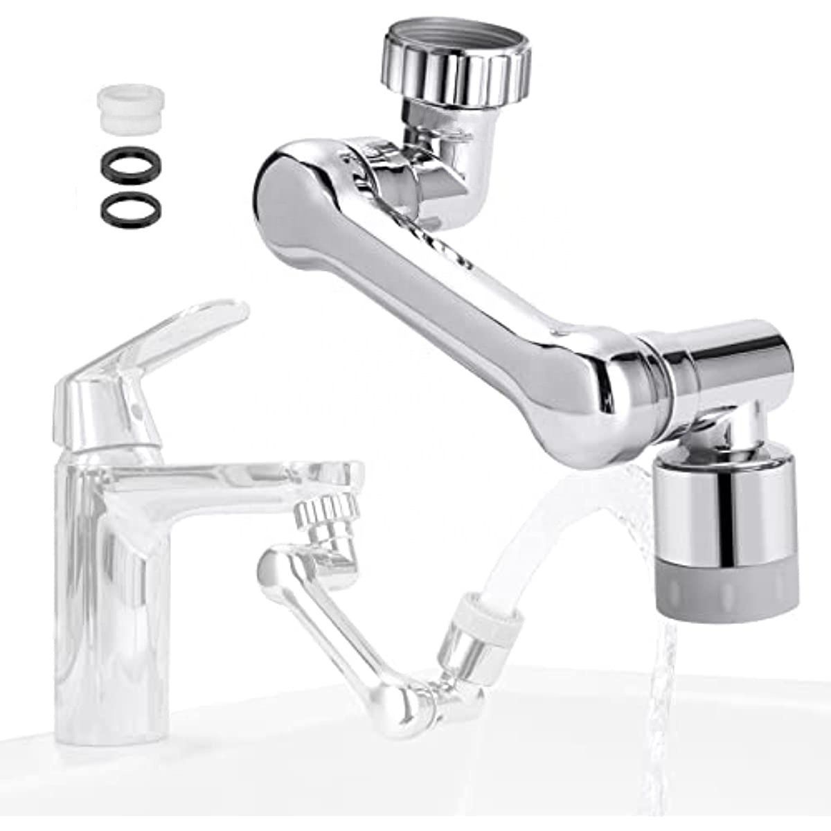 Plastic 2 Gears Universal Swivel Rotating Extension Aerator 1080 Faucet Extender for Bathroom Sink