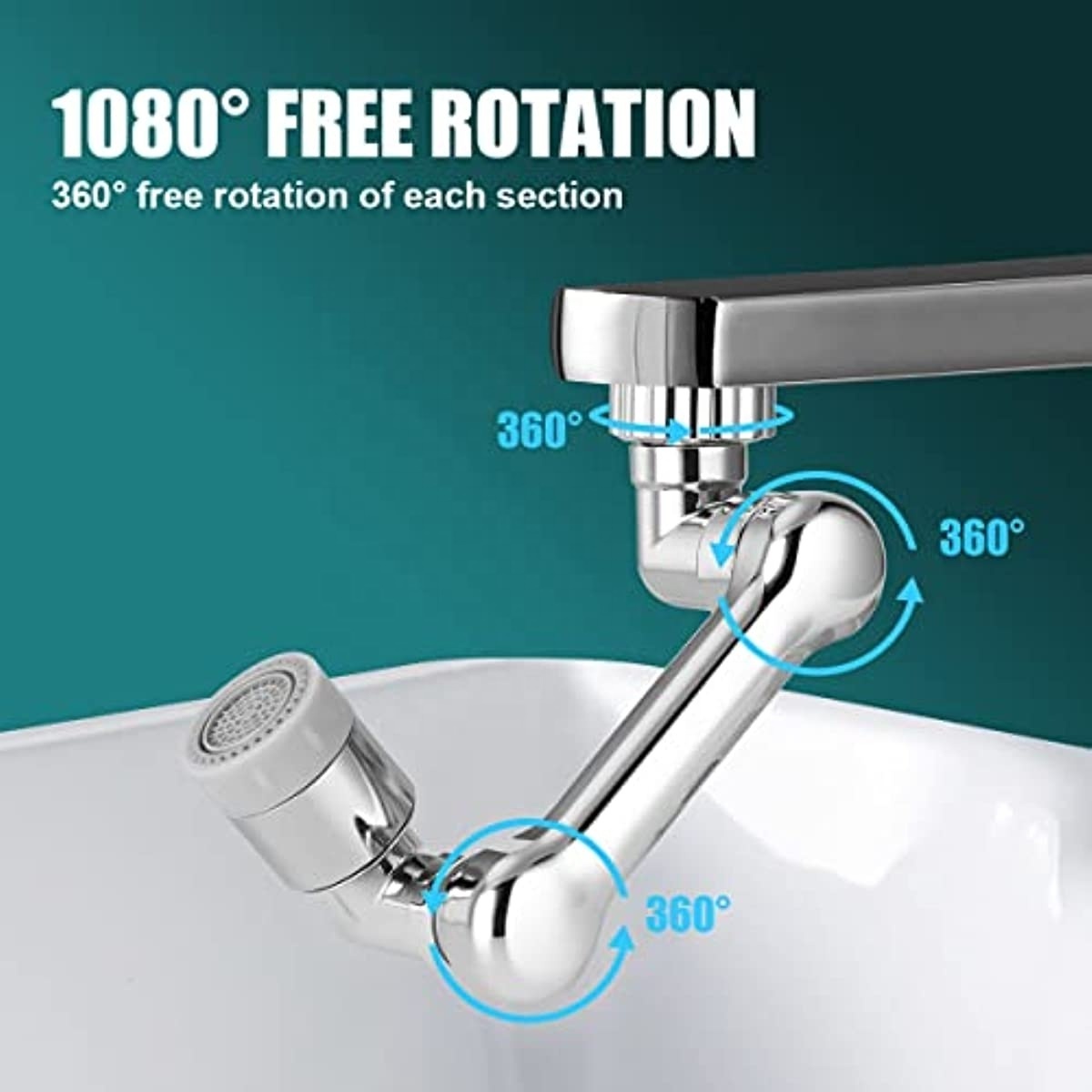 Plastic 2 Gears Universal Swivel Rotating Extension Aerator 1080 Faucet Extender for Bathroom Sink