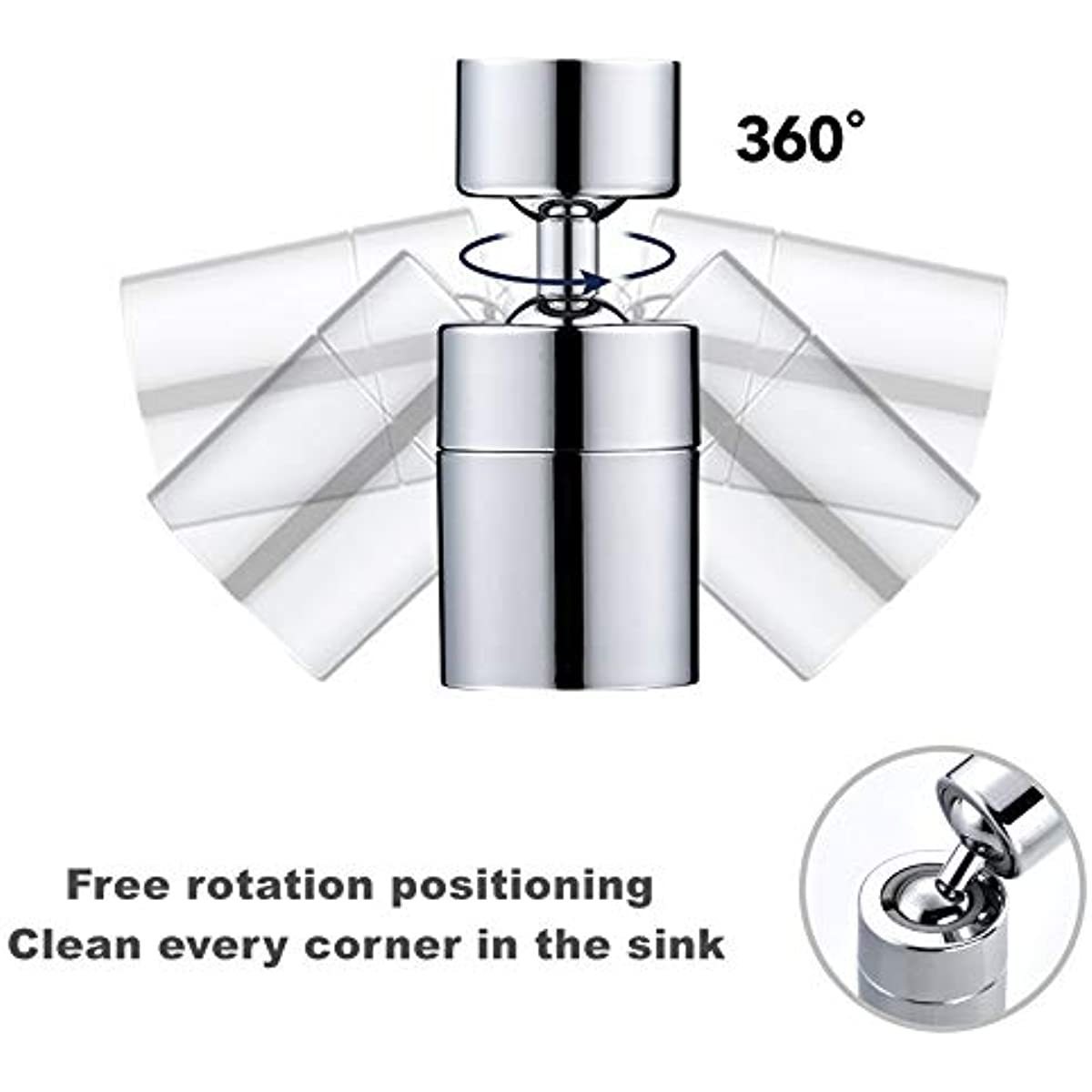 Water Saving Nozzle Adaptor 360 Rotating Bathroom Kitchen Sprayer Faucet Extender Aerator for Faucets