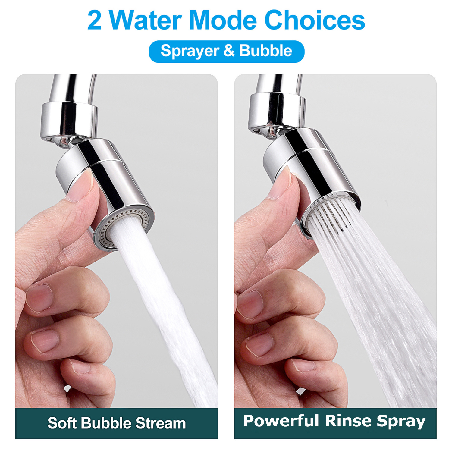 Water Saving Nozzle Adaptor 360 Rotating Bathroom Kitchen Sprayer Faucet Extender Aerator for Faucets