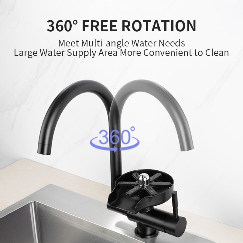 New Design Kitchen Faucet With Rotary Cup Washer Glass Rinser Fast Automatic Cleaner Glass Washer