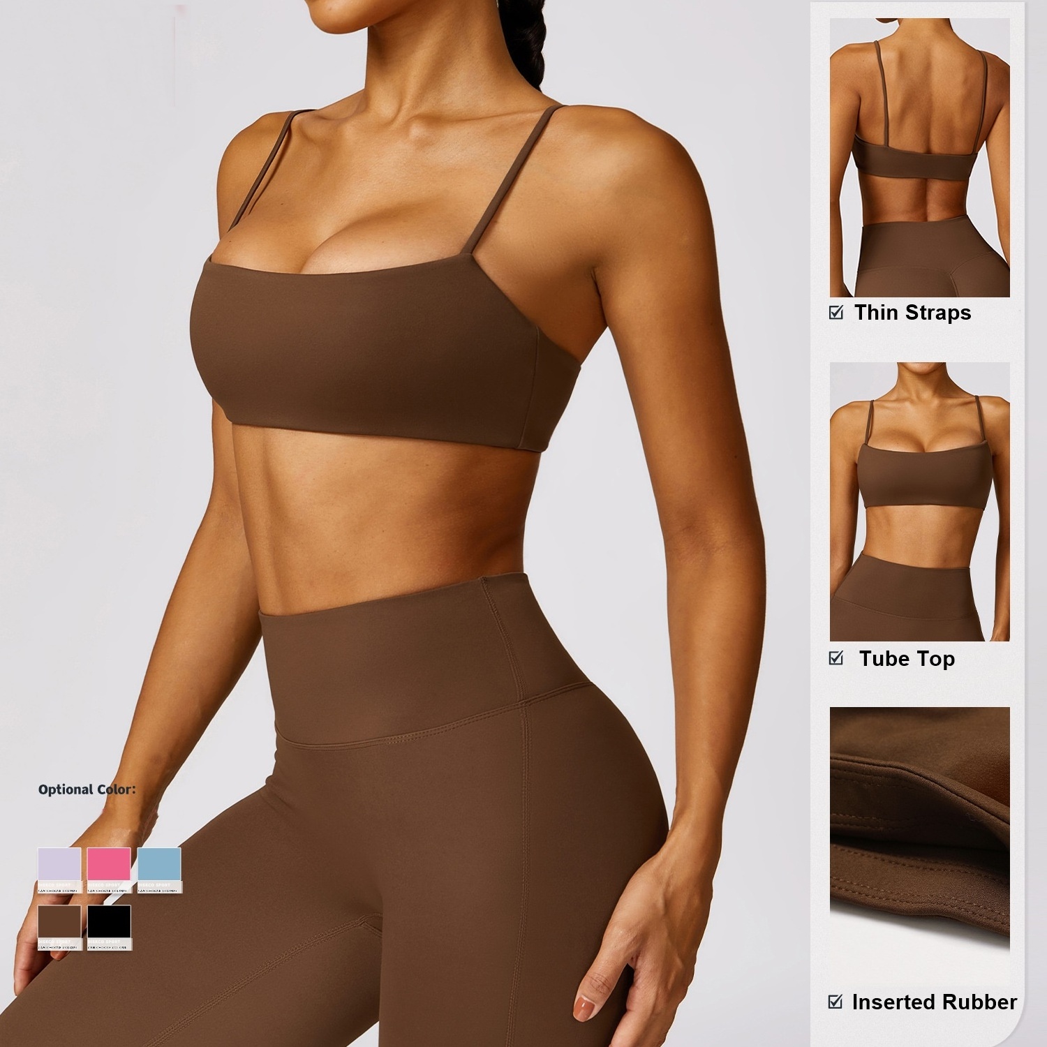 Thin Straps Sexy Reveal Back Soft Quick Dry Tight Gym Fitness Yoga Wear Bandeau Sports Bra