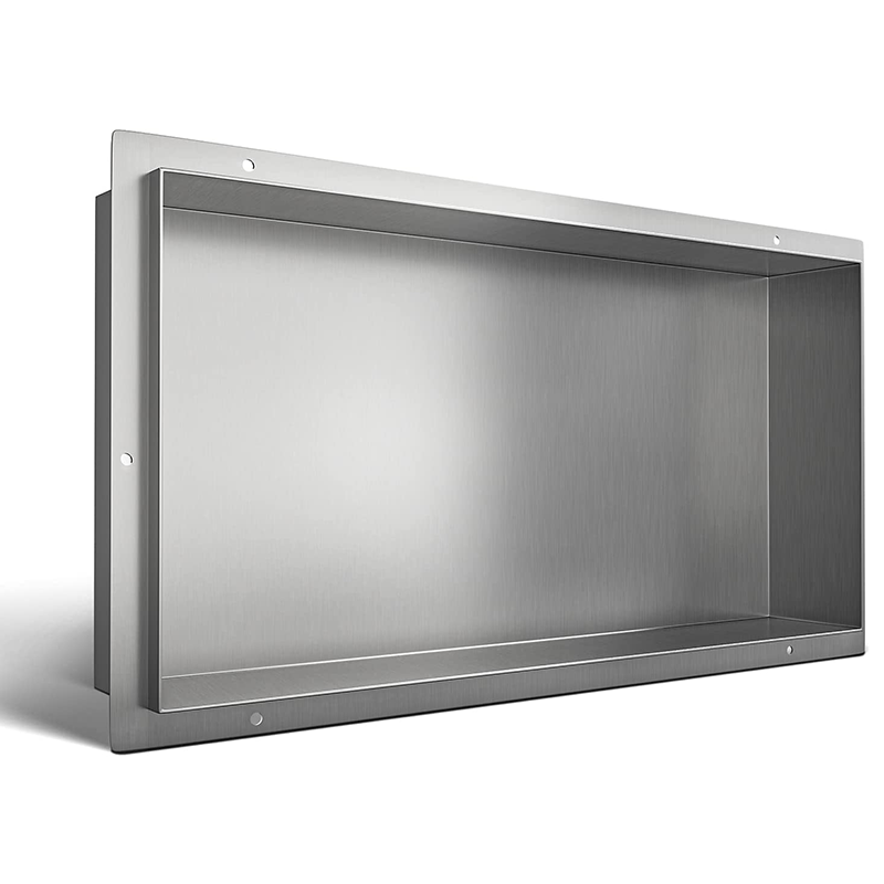 2024 Stainless Steel Shower Niche Brushed No Tile Needed Niche Shower Recessed Shower Shelf Without Flange for Bathroom Storage