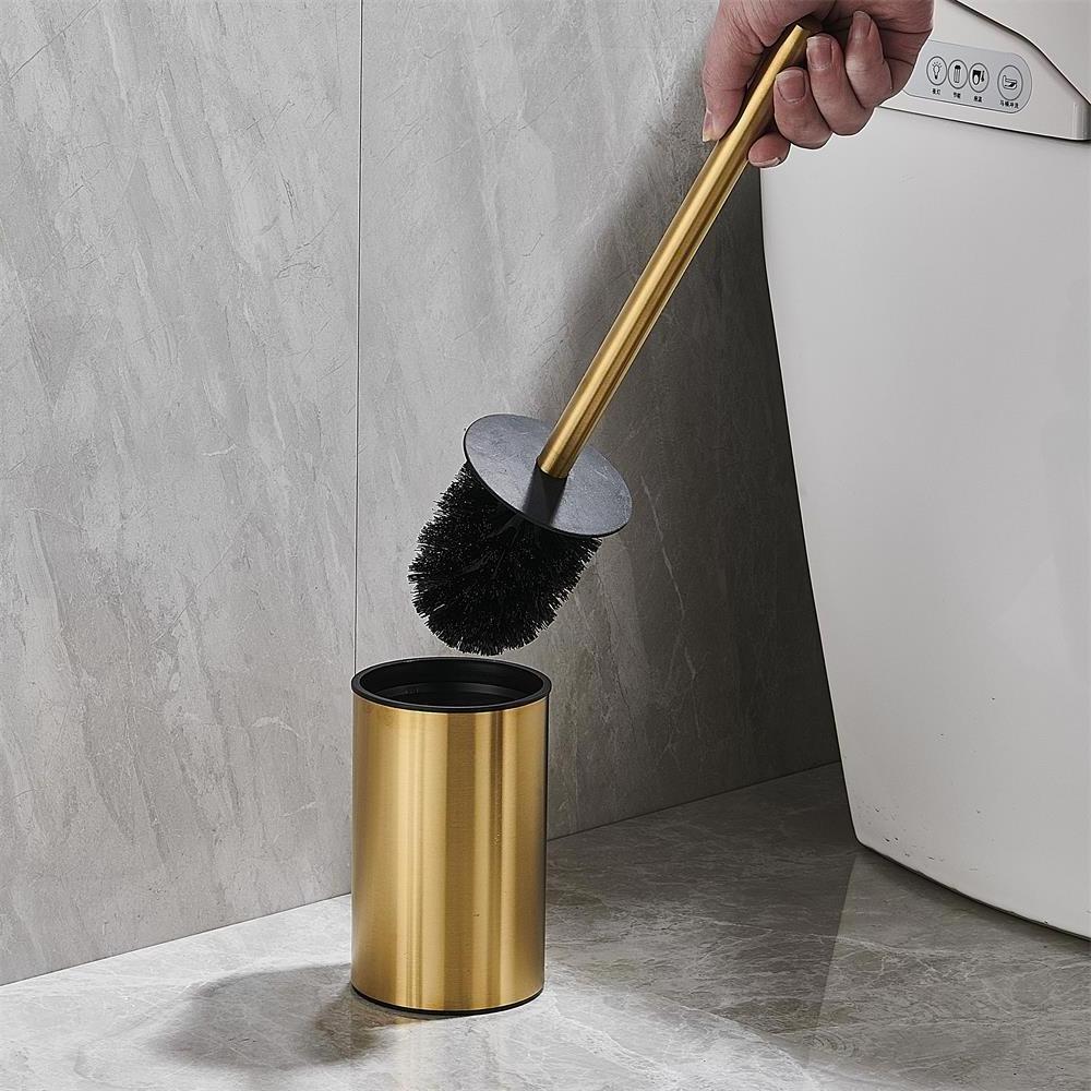 stainless steel Free standing toilet brush round Matt black   bathroom toilet cleaning brush  brush