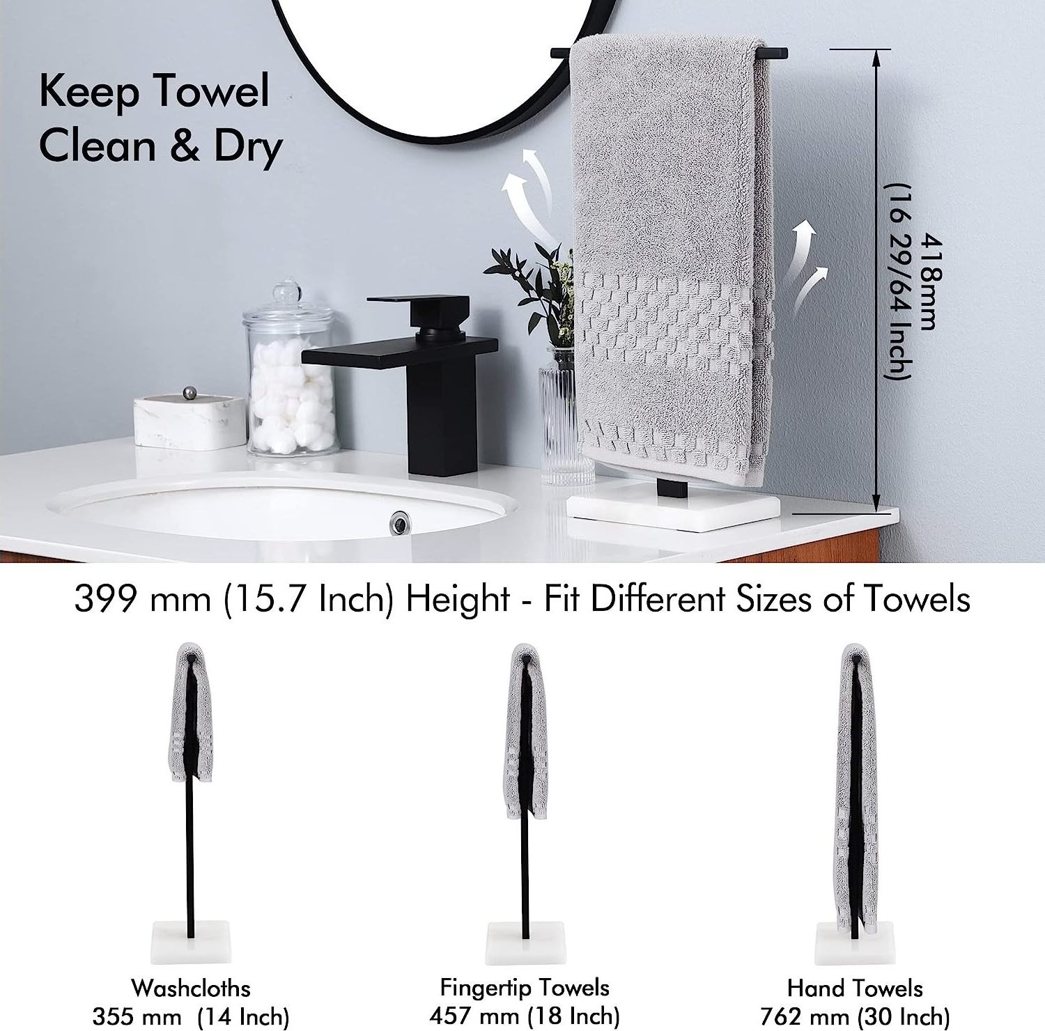 Hot sale bathroom freestanding towel rack stainless steel marble vertical floor Towel bar