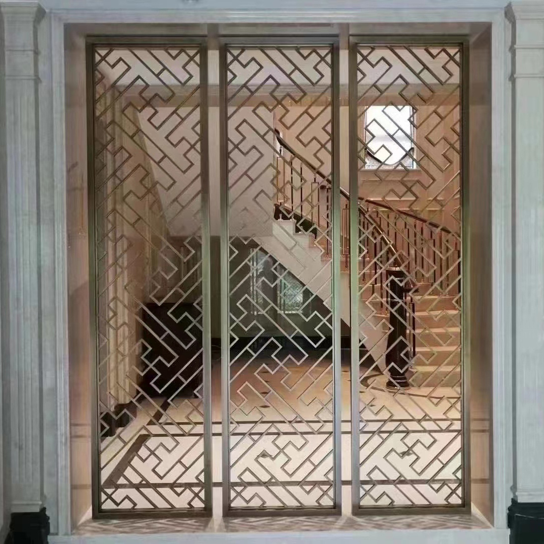 Living room dining room screen room partition wall stainless steel wrought iron screen metal partition wall decoration