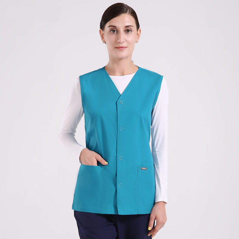 Custom Ladies Scrub Vest Hospital Uniforms Sleeveless Garment Wholesale Nurse Scrub Vest for Women Woven Work Uniform 20 Pcs