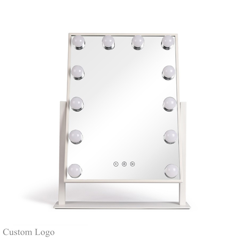 Luxury bathroom vanity table makeup led mirror touch sensor switch make up hollywood mirror with led light bulbs