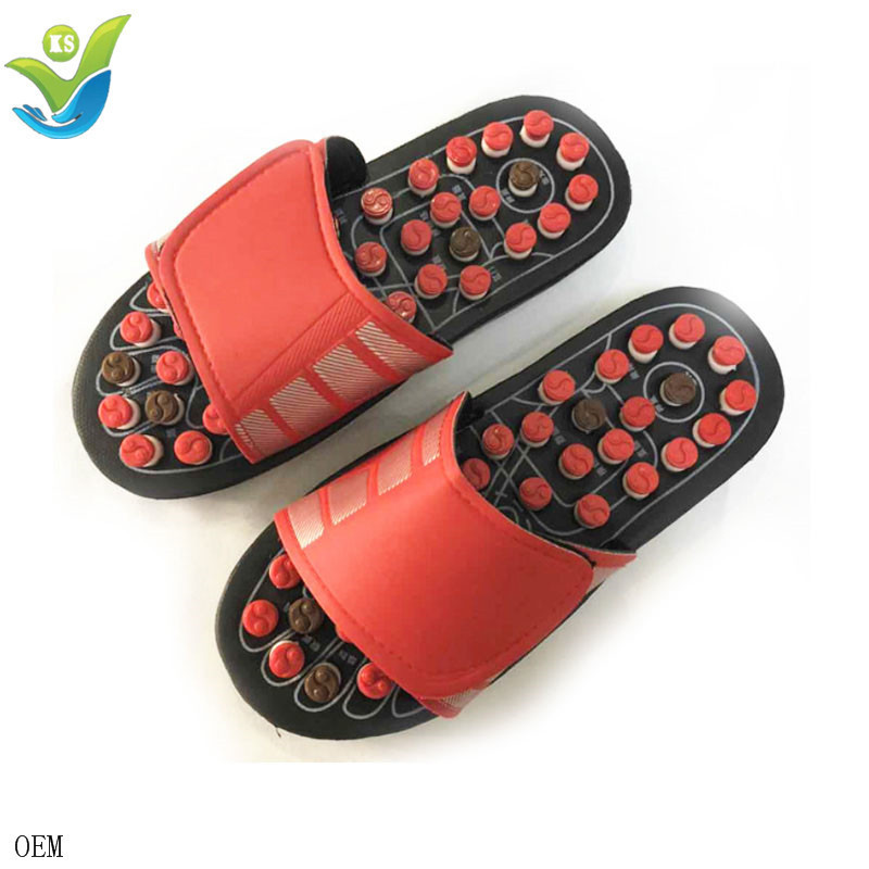 Vibrating acupressure reflexology electric foot massager slippers sandals hard material silicone material anti-slip