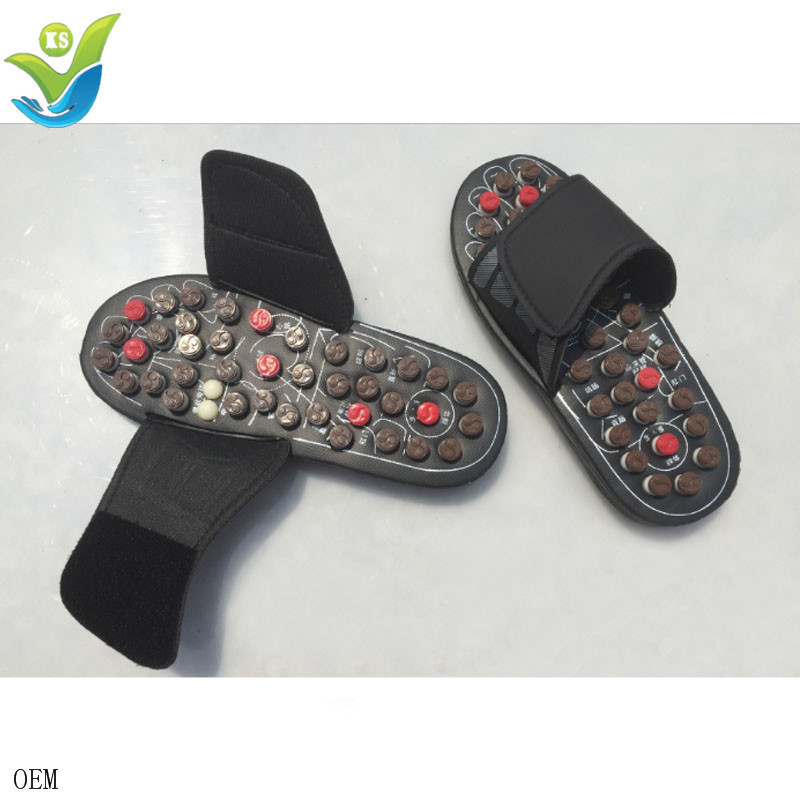 Men woman electronic acupressure pvc foot massage slippers magnetic therapy magnet foot massage shoe pads