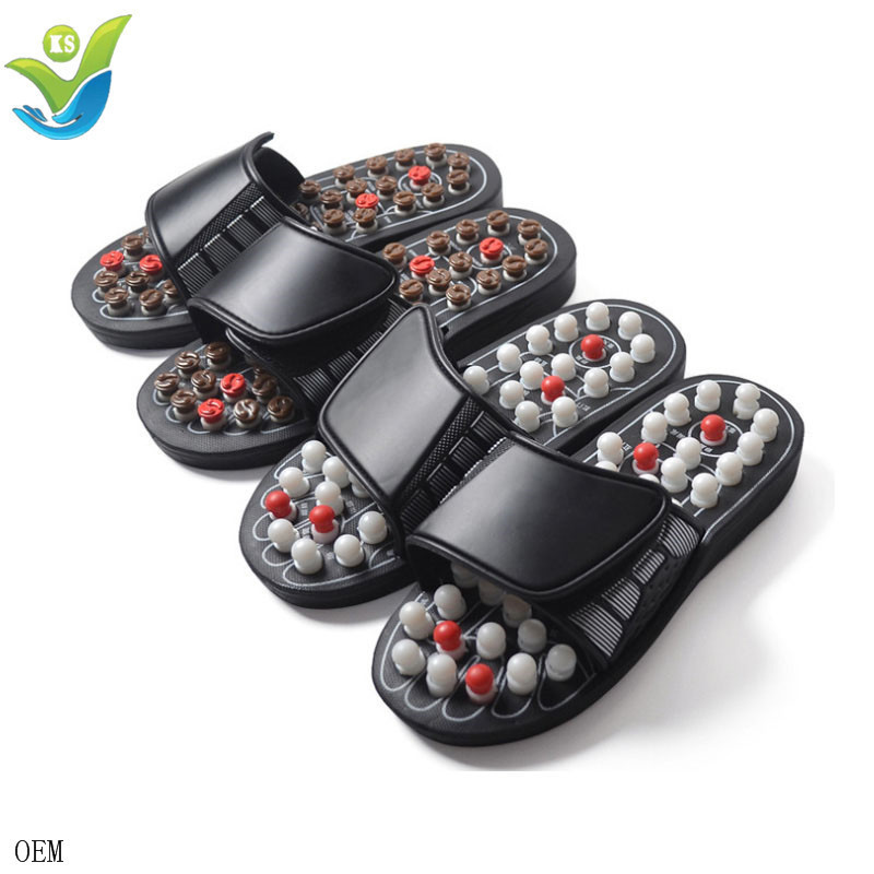 Vibrating acupressure reflexology electric foot massager slippers sandals hard material silicone material anti-slip