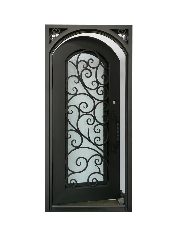 China Professional Modern Iron Grill Door  Wrought Iron Single Door Design