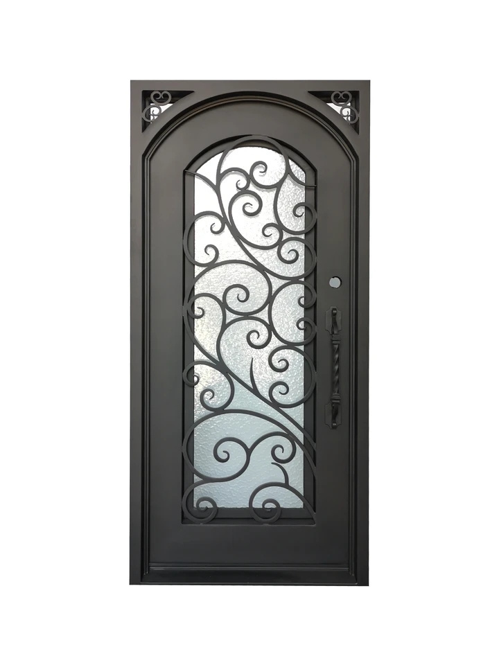 China Professional Modern Iron Grill Door  Wrought Iron Single Door Design