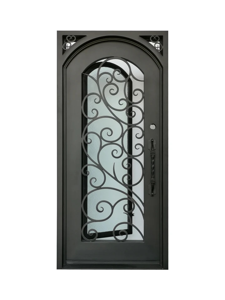 China Professional Modern Iron Grill Door  Wrought Iron Single Door Design