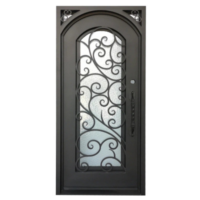 China Professional Modern Iron Grill Door  Wrought Iron Single Door Design