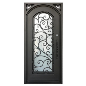 China Professional Modern Iron Grill Door  Wrought Iron Single Door Design